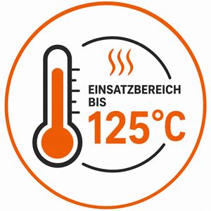 Einsatzbereich bis 125 Grad Celsius